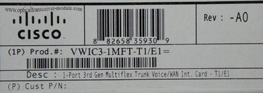 1 PORT T1/E1 MULTIFLEX TRUNK Cisco Router Modules Προσαρμοσμένη κάρτα διεπαφής VWIC3-1MFT-T1E1 υποστηρίζει εφαρμογές φωνής και δεδομένων στην πλατφόρμα σειράς Cisco ISR 2 1900/2900/3900