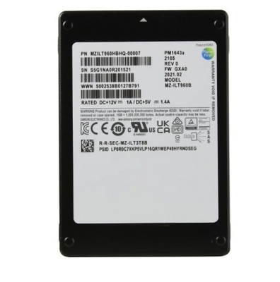 MZILT1T9HBJR-00007 Samsung PM1643A MZILT1T9HBJR-00007 SSD 1.92TB SAS 12Gb/s ολοκαίνουργιο