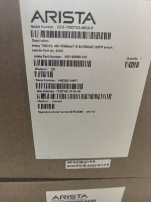 DCS-7050TX3-48C8-R, Διακόπτης Arista 7050X3, 48x10GBaseT/8x100GbE QSFP/αέρας από πίσω προς τα εμπρός