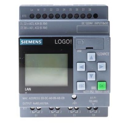 ΛΟΓΟΤΥΠΟ Siemens! 8.3 PLC (6ED1052-1MD08-0BA1) Basic Unit 12/24RCE, 8DI/4DO, Ethernet, Display