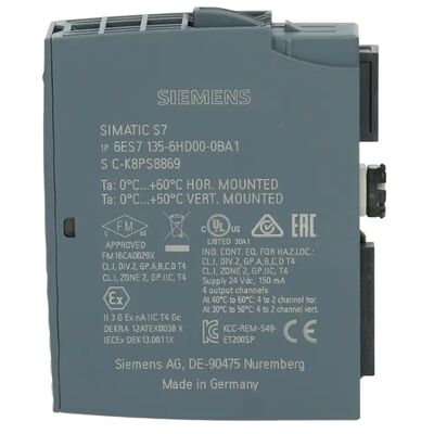 Siemens 6ES7135-6HD00-0BA1 SIMATIC ET 200SP Αναλογική μονάδα εξόδου AQ 4xU/I ST