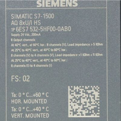 6ES7532-5HF00-0AB0 Siemens SIMATIC S7-1500 Αναλογική μονάδα εξόδου AQ8xU/I HS